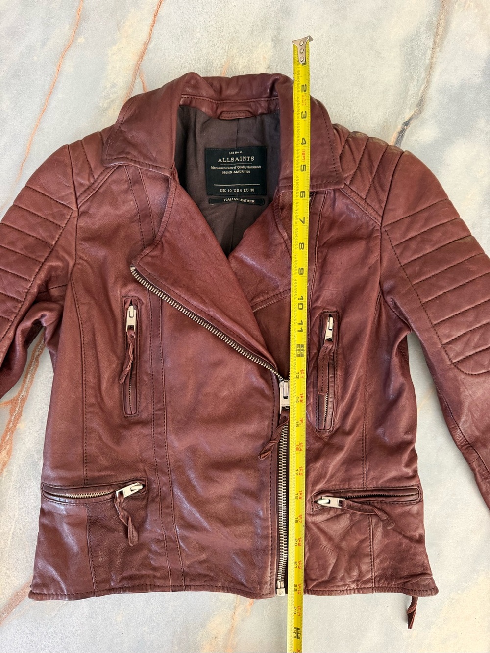 All Saints Oxblood Leather Jacket - Picture 7 of 7